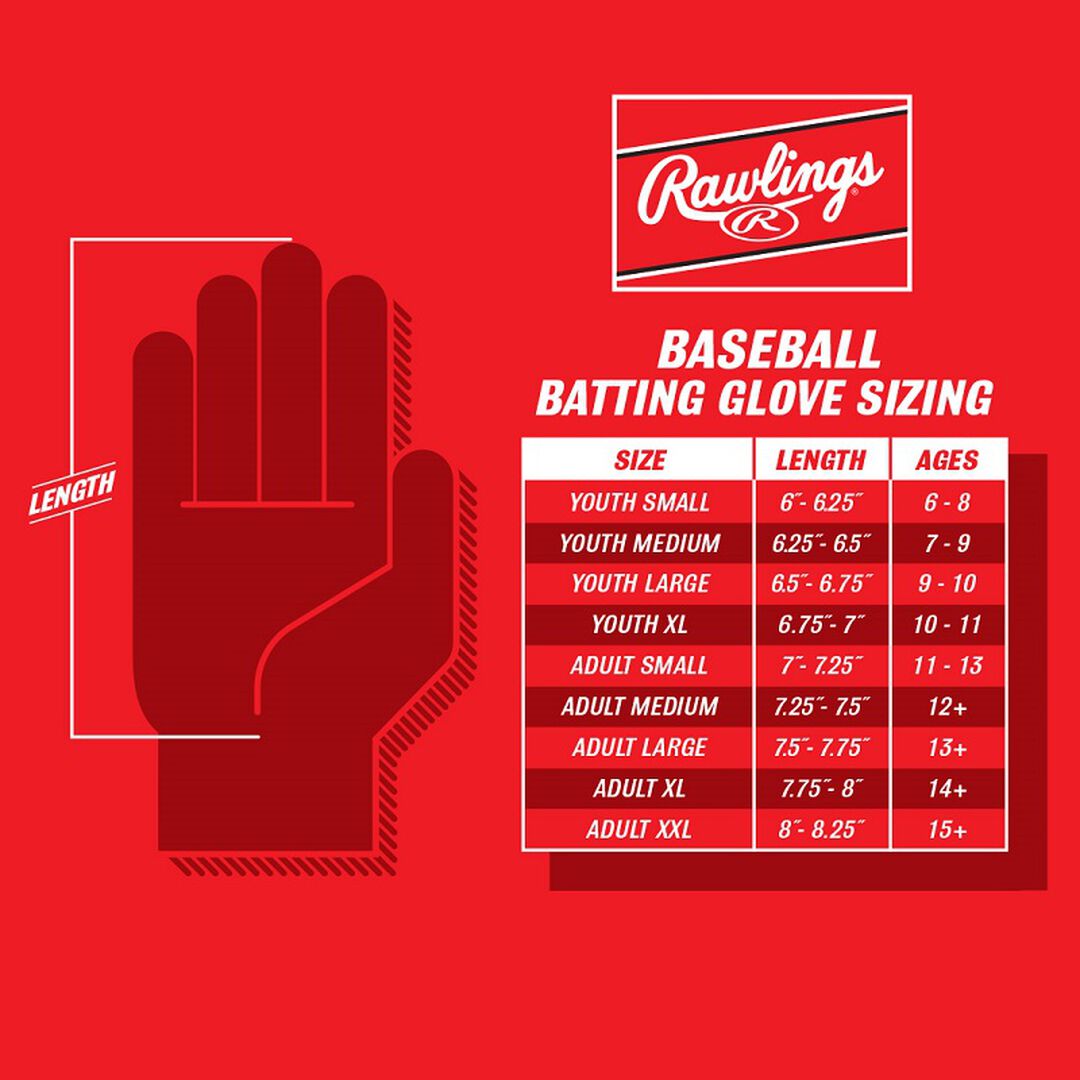 Rawlings Clout Batting Gloves, Adult, Youth, & T-Ball Sizes
