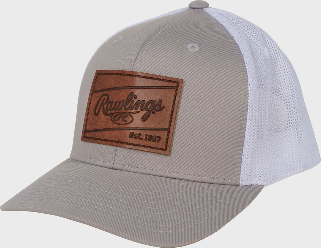 Rawlings Leather Patch Snapback Hat, Dark Green