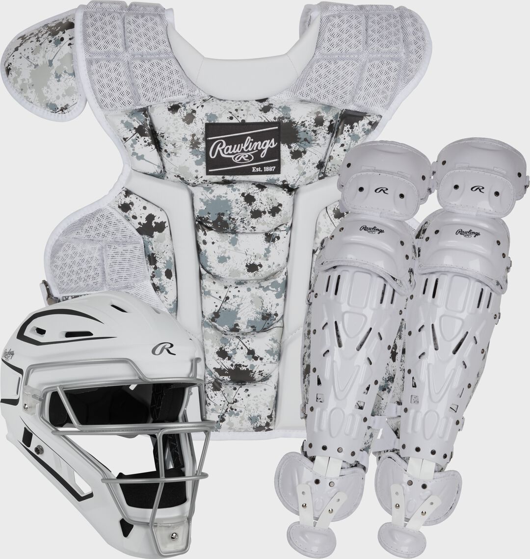 Limited Edition Mach Mint/Pink Spatter Catcher's Gear Set, Adult, Intermediate, Youth