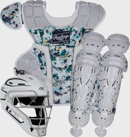 Limited Edition Mach Mint/Pink Spatter Catcher's Gear Set, Adult, Intermediate, Youth