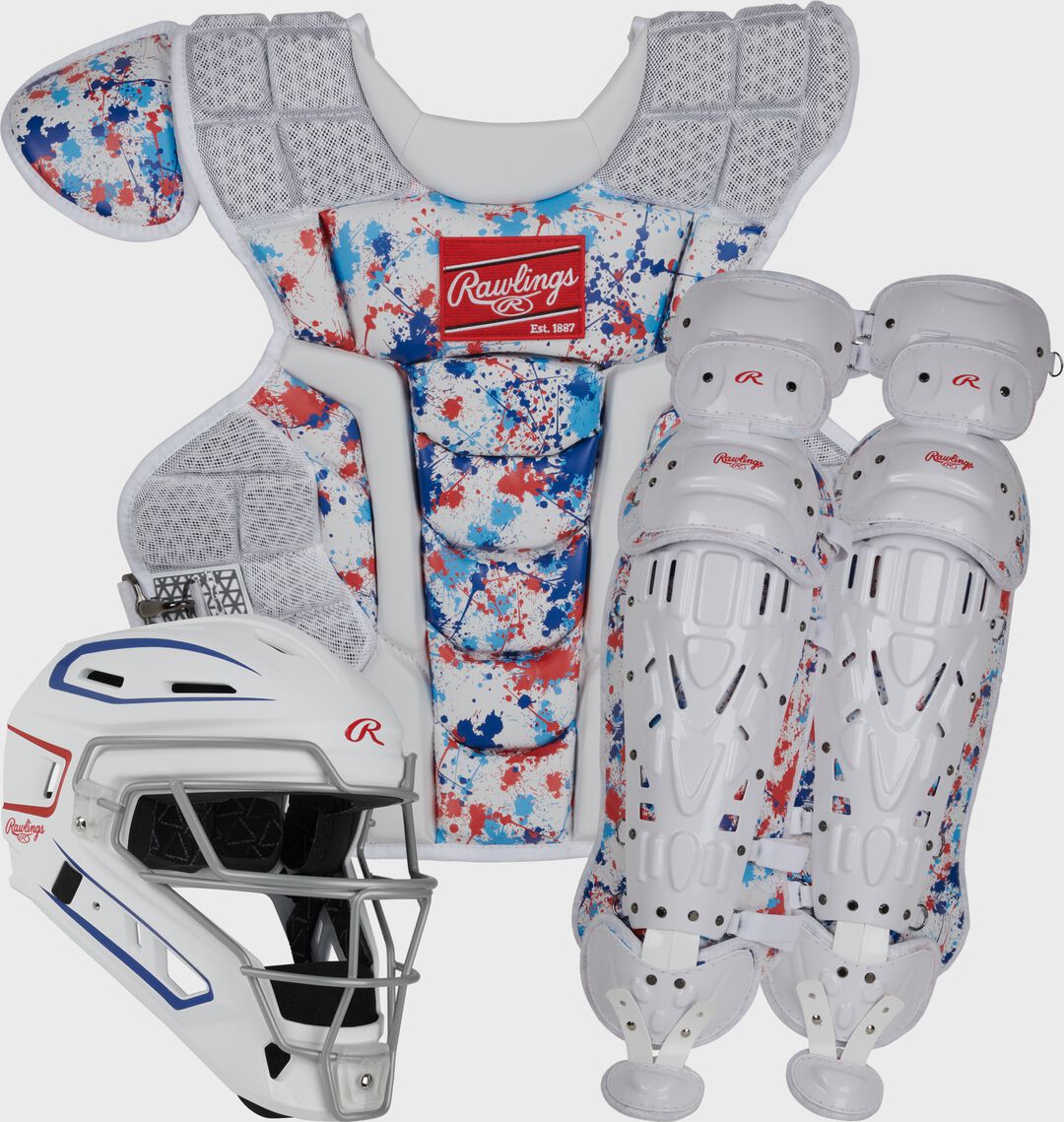 Limited Edition Mach Mint/Pink Spatter Catcher's Gear Set, Adult, Intermediate, Youth
