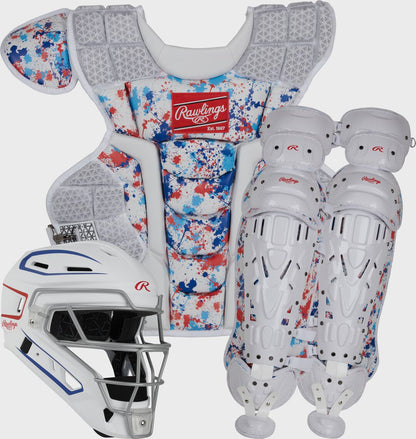 Limited Edition Mach Mint/Pink Spatter Catcher's Gear Set, Adult, Intermediate, Youth