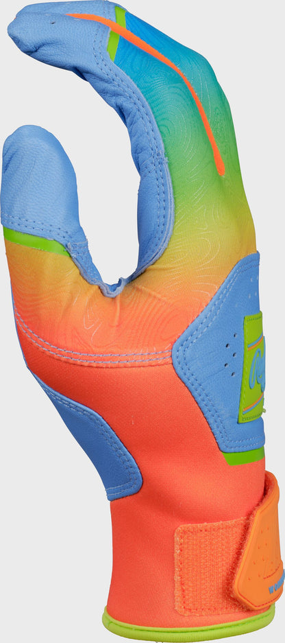 Rawlings Workhorse Columbia Blue/Orange Adult Fun Burst Batting Gloves