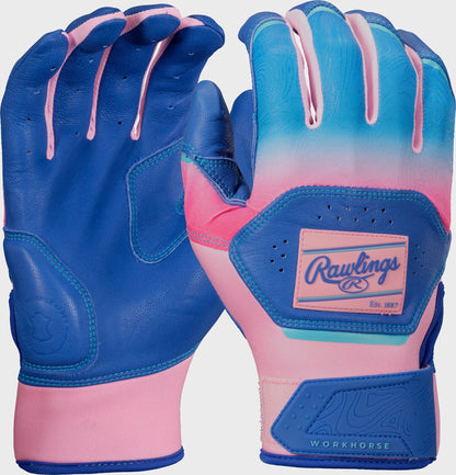Rawlings Workhorse Royal/Pink Adult Fun Burst Batting Gloves
