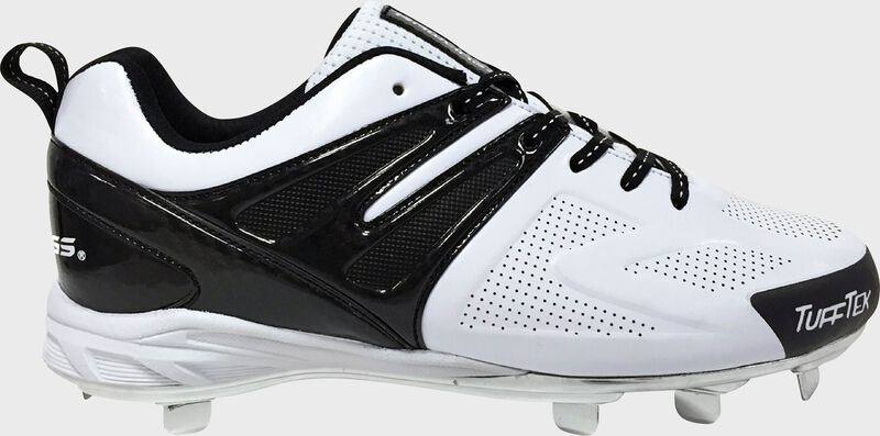 Rawlings Men\'s Conquer Low Metal Baseball Cleats White / Black | c5pF98uw