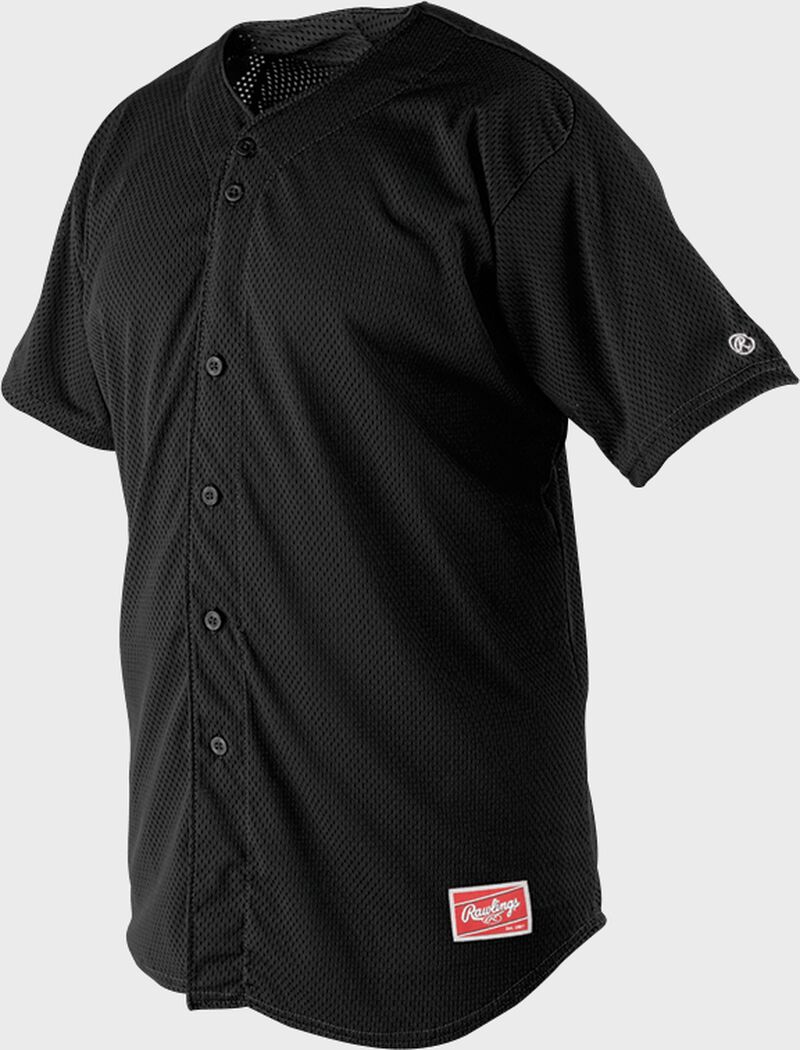 Rawlings Rawlings Mesh Button Front Short Sleeve Jersey Black | cpakKTvF