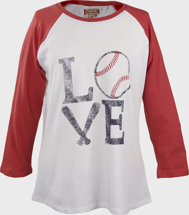 Rawlings Women's Love Raglan Sleeve T-Shirt White / Red | iAHU8svq